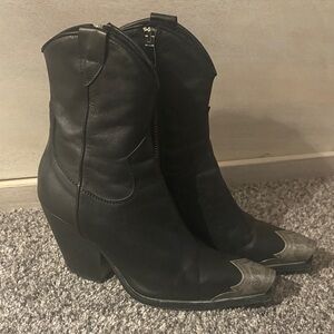Free People Black Leather Ankle Booties